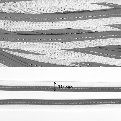 Кант светоотражающий TBY 10мм отр.R400 арт.6115 100% пэ цв.серый 1 метр фото 1
