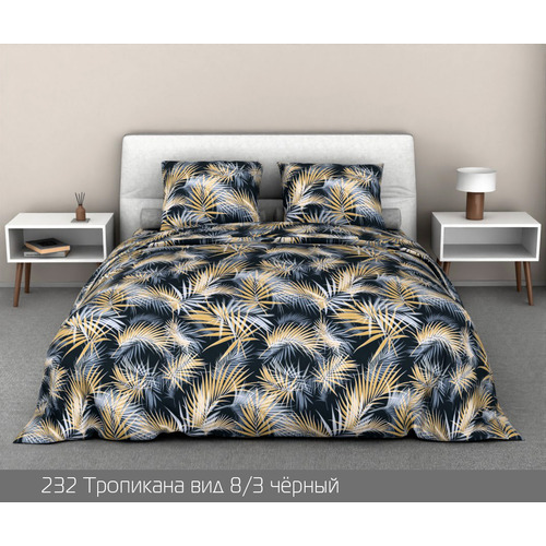 Бязь набивная 120 гр ширина 150 см ГТ — 232 Тропикана черный фото 1
