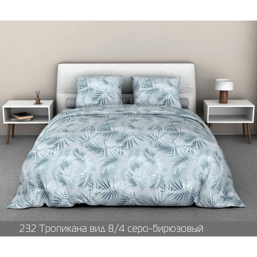 Бязь набивная 140 гр ширина 150 см ГТ — 232 Тропикана серо-бирюзовый фото 1