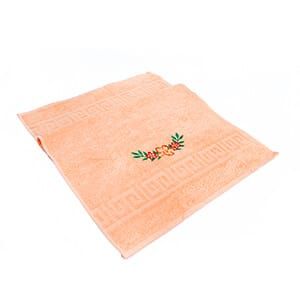 Полотенце с вышивкой - персиковое